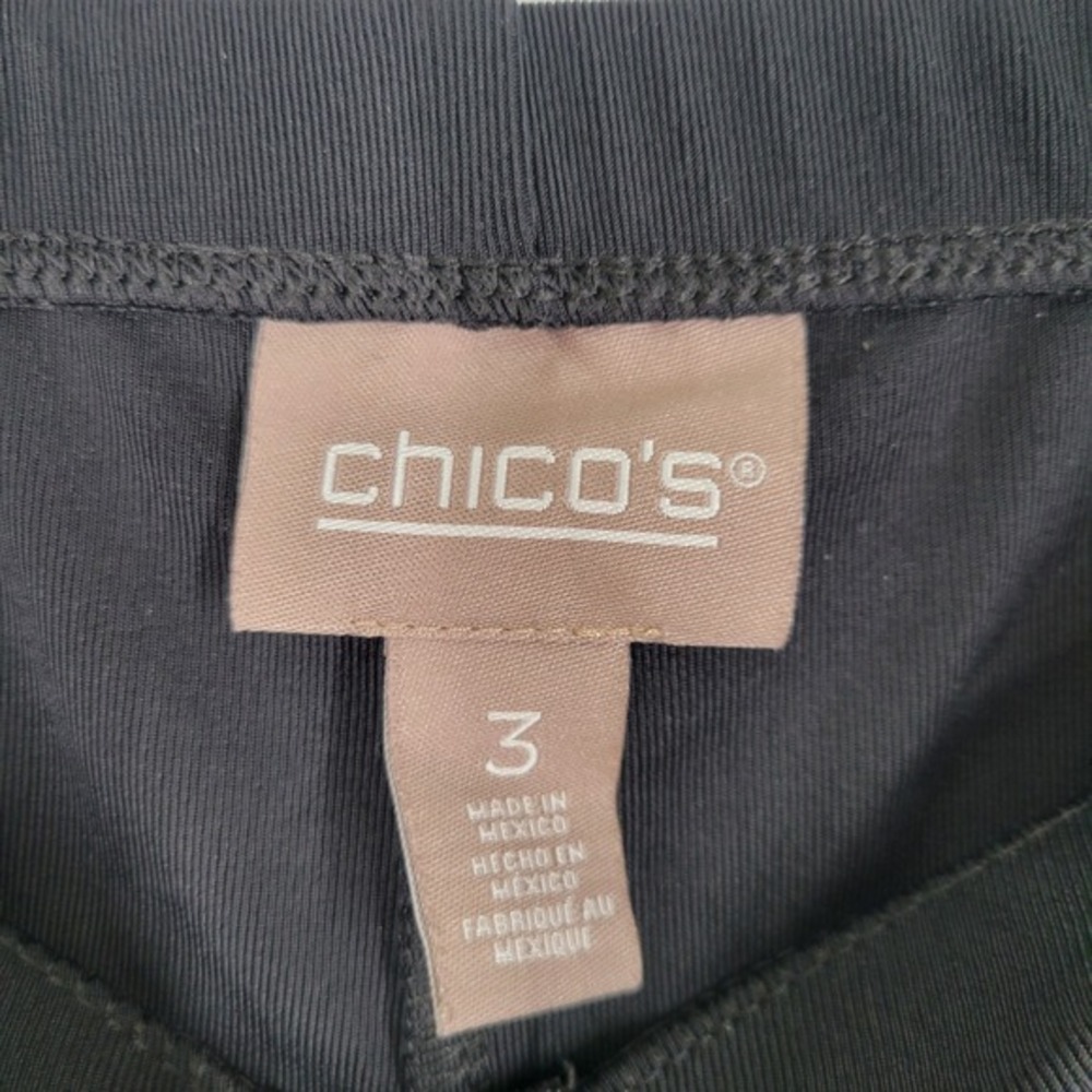 Chicos Travelers Black Ribbed Knit Pull On Pants Womens Size 3 XL Slinky - Picture 8 of 9